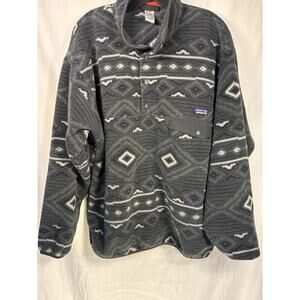 Patagonia Synchilla Mens Large Eyota Forge Gray Aztec Snap T Fleece Pullover